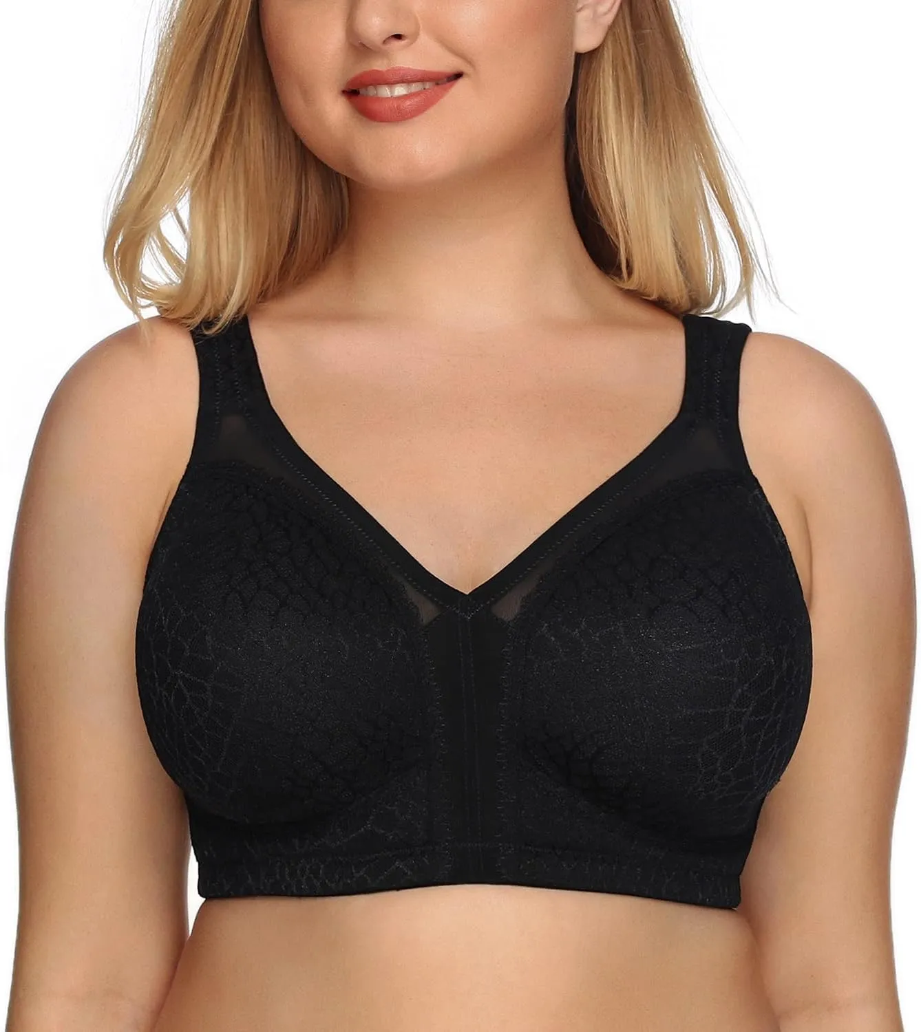 DotVol Women's Full Figure Minimizer Bras Comfort Large Busts Wirefree Non Padded Plus Size Bra
