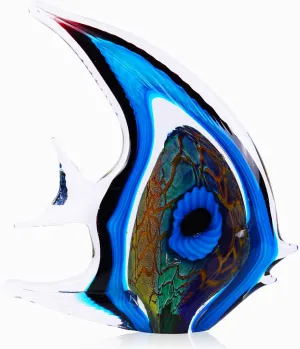 DOVDOV Hand Blown Glass Fish Sculpture, Blue and Colored Glass Fish Decorations, Colorful Home Decorations for Bookshelf, Office, Living Room TV Stand, Room Decor Aesthetics.