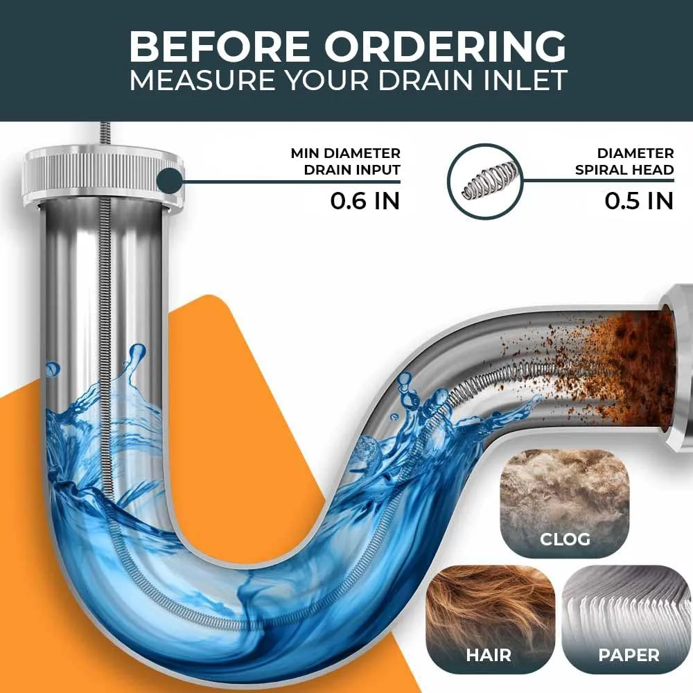 drain snake 4.0 [25 FT] - Auto Feed - Ideal plumbing snake for sink and drain unblocking - Solid drain auger for real DYIs!