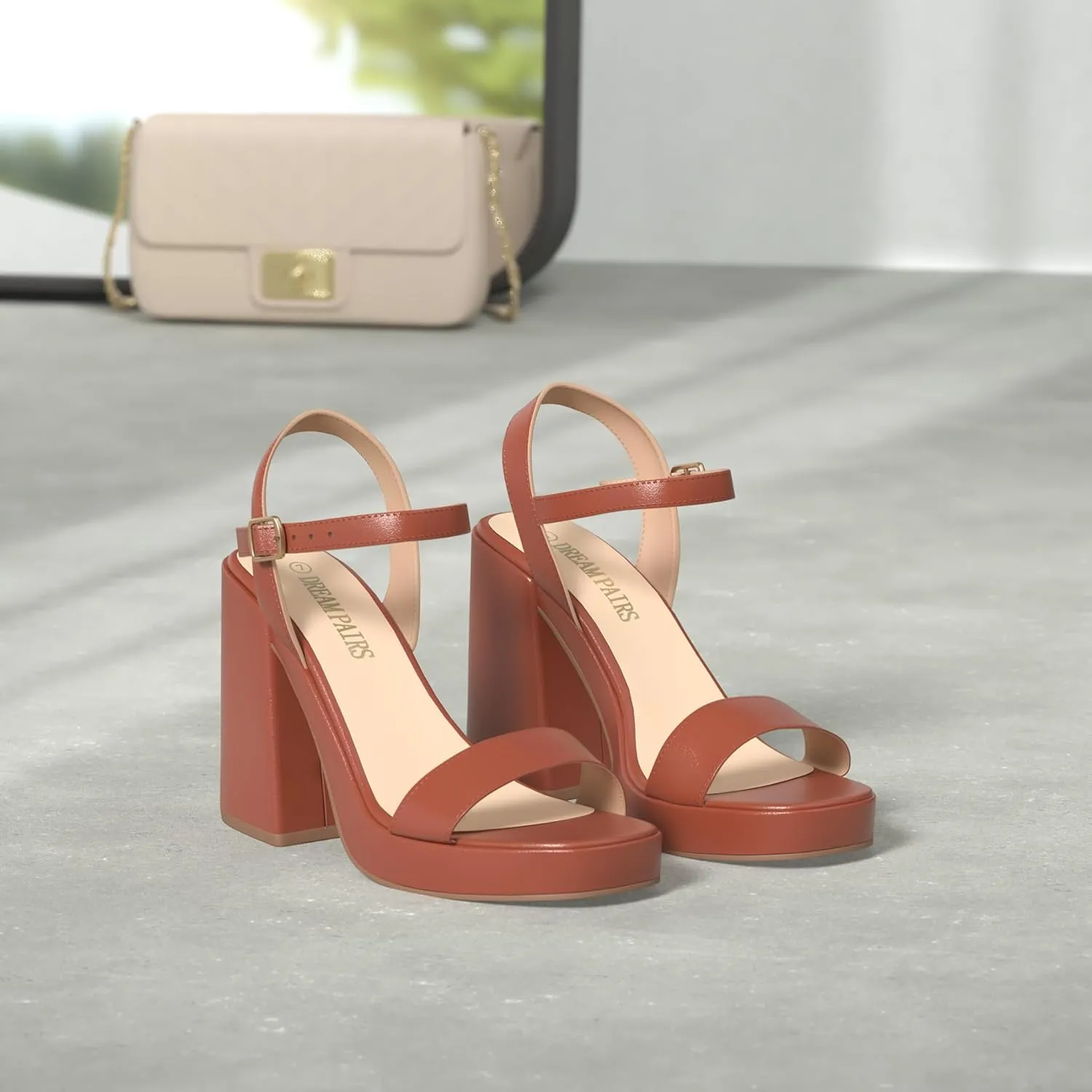 DREAM PAIRS Heels for Women Block Chunky Platform High Heels Open Toe GISELLE Fashion Wedding Party Evening Prom Dance Ankle Strap Dress Pump Sandals Shoes