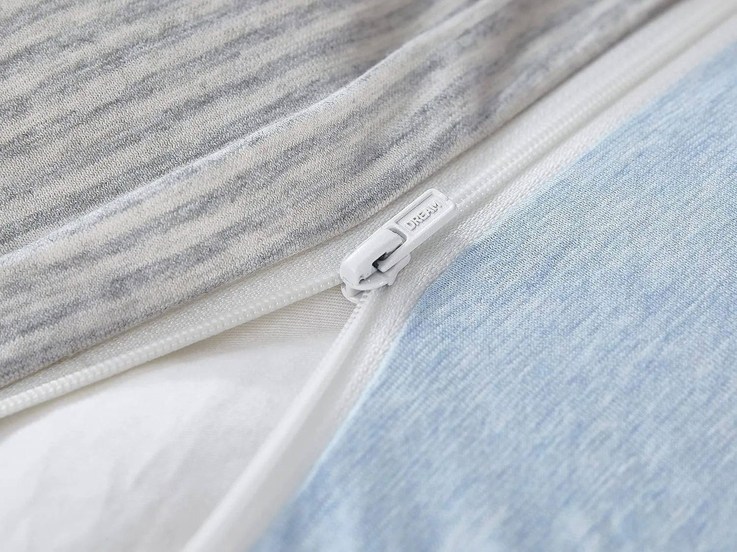 Dream Sunset Jersey Knit Stretch Duvet Cover Set, 100% Soft T-Shirt Cotton, Blue Grey White, Breathable,Skin Friendly, Zipper Closure, Twin, 1 Duvet Cover   1 Pillow case