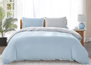 Dream Sunset Jersey Knit Stretch Duvet Cover Set, 100% Soft T-Shirt Cotton, Blue Grey White, Breathable,Skin Friendly, Zipper Closure, Twin, 1 Duvet Cover   1 Pillow case