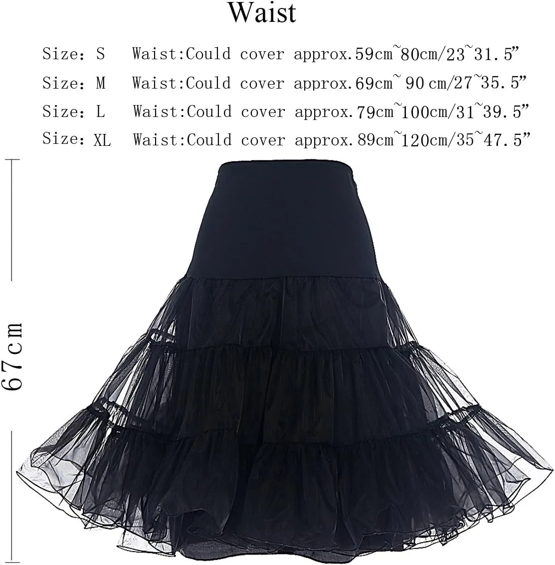 DRESSTELLS 50s Petticoat Skirts Women Vintage Tutu Underkirt Retro Crinoline