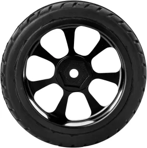 Drfeify High Grade Metal Edge Rubber Rim RC RHEELS RC for ZD HPI Redcat Racing 1:10 HSP Wltoys, BlackBlue, 4 Pieces of Wheel on the Road for Vehicle Owners (flat)