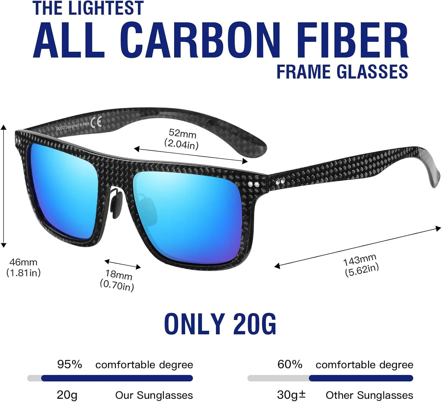 DUCO Polarized Sunglasses for Men Sun glasses All Carbon Fiber Frame 100% UV Protection for Driving Running Fishing DC8325