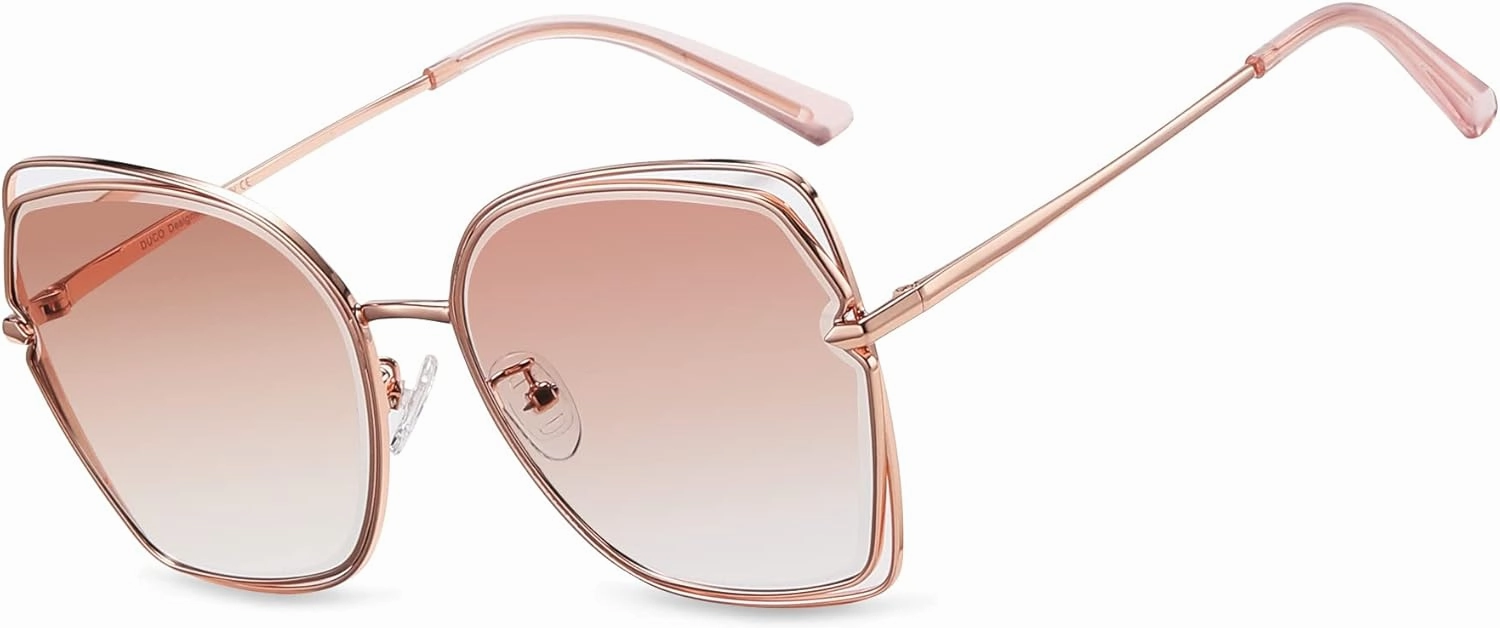 DUCO Oversized Fashion Sunglasses for Women Colorful UV Protection Lens Trendy Retro Designer Sunglasses DC1226