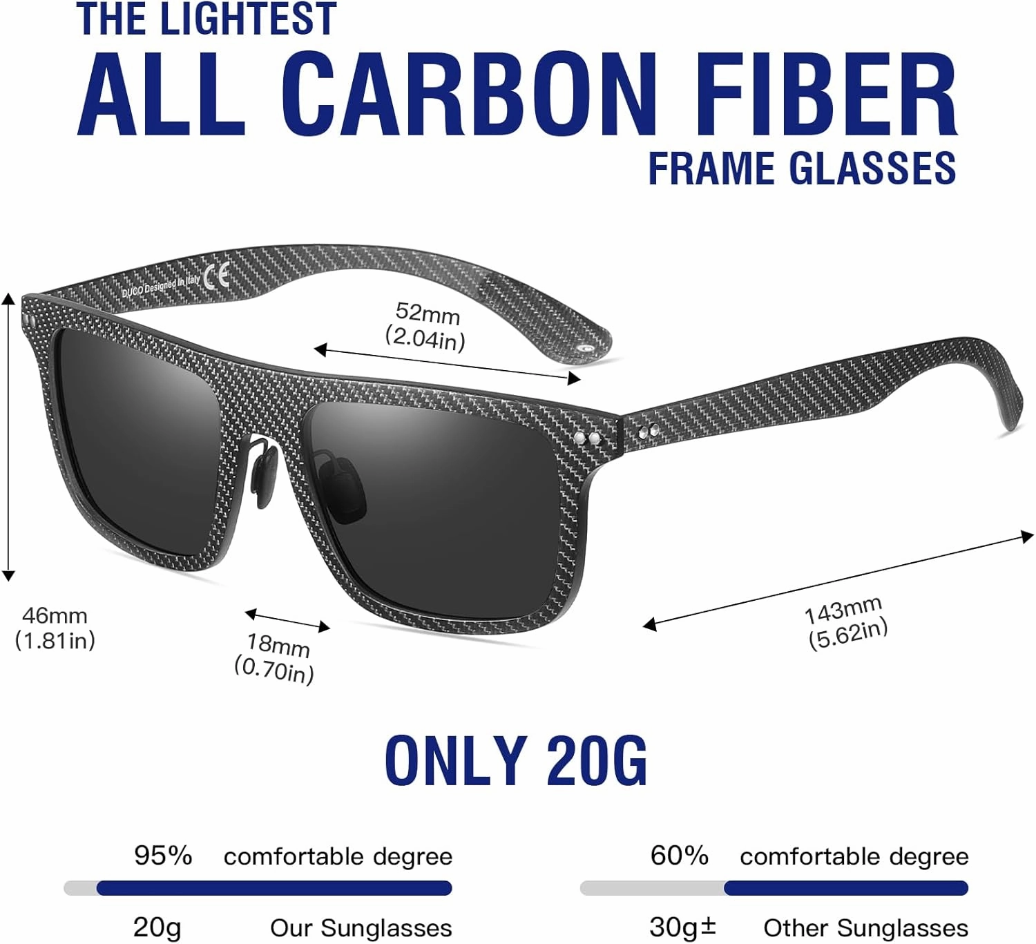 DUCO Polarized Sunglasses for Men Sun glasses All Carbon Fiber Frame 100% UV Protection for Driving Running Fishing DC8325