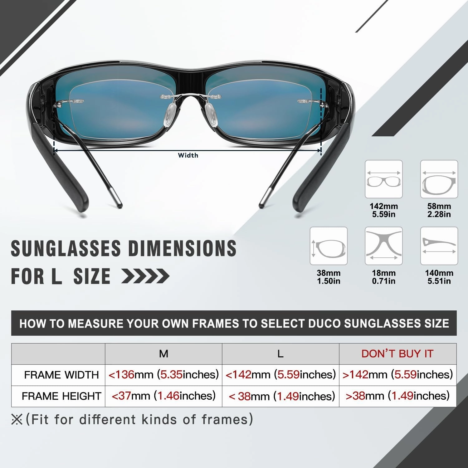 DUCO Wraparound Fitover Glasses Polarized Wear Over Sunglasses for Men Women UV Protection Sun Glasses Driving 8953