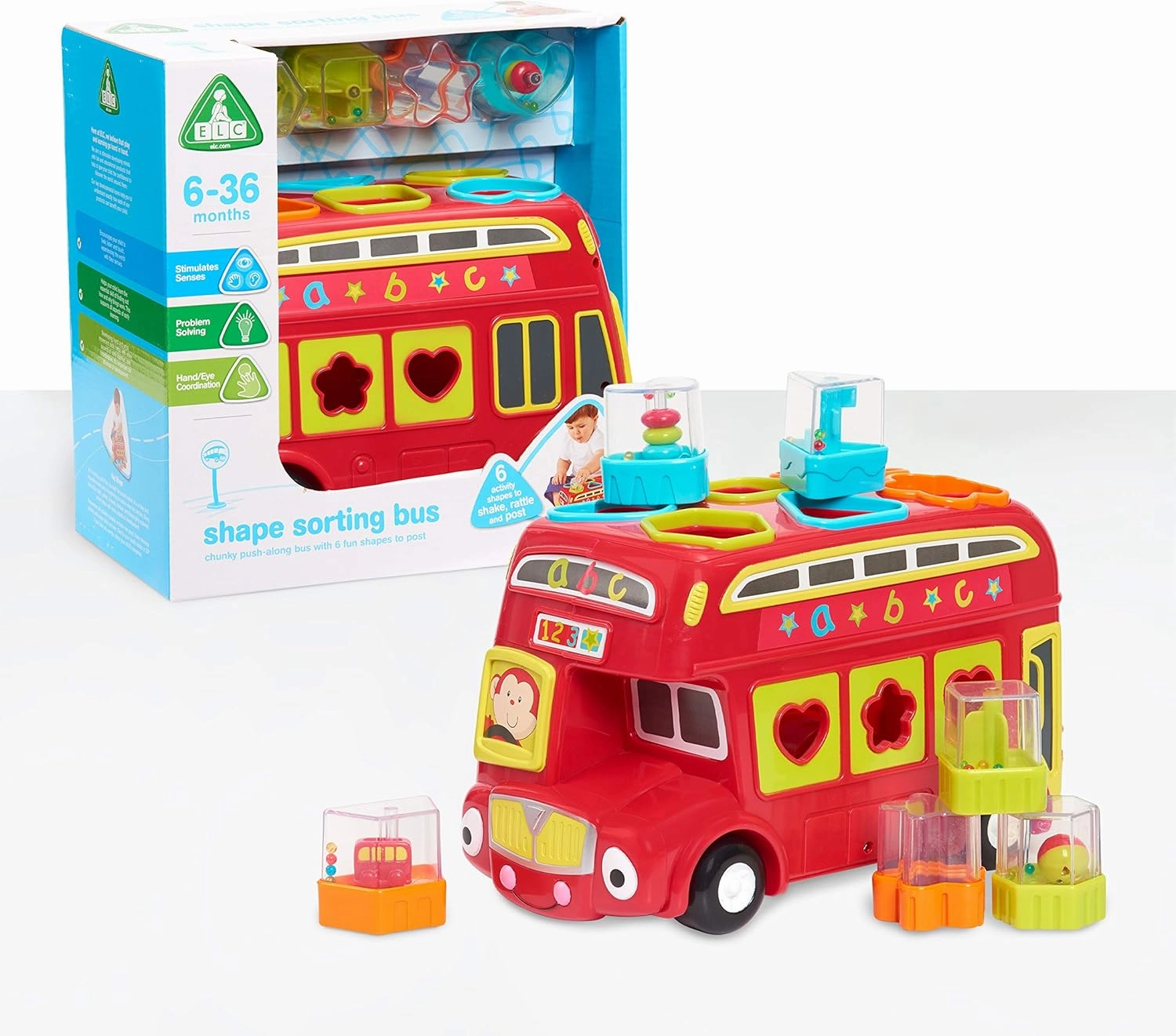 Early Learning Centre Shape Sorting Bus, Stimulates Senses, Fine Motor Skills, Hand Eye Coordination, Problem Solving, Kids Toys for Ages 06 Month, Amazon Exclusive