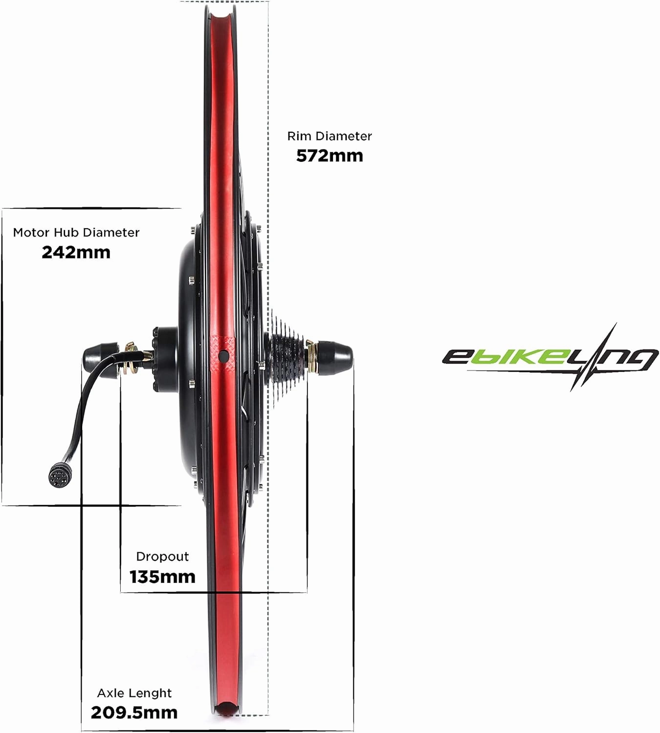 EBIKELING Waterproof Ebike Conversion Kit with Battery 26" Direct Drive Front or Rear Wheel Electric Bike Conversion Kit Ebike Battery & Charger Included 1500W 1200W Electric Bike for Adults