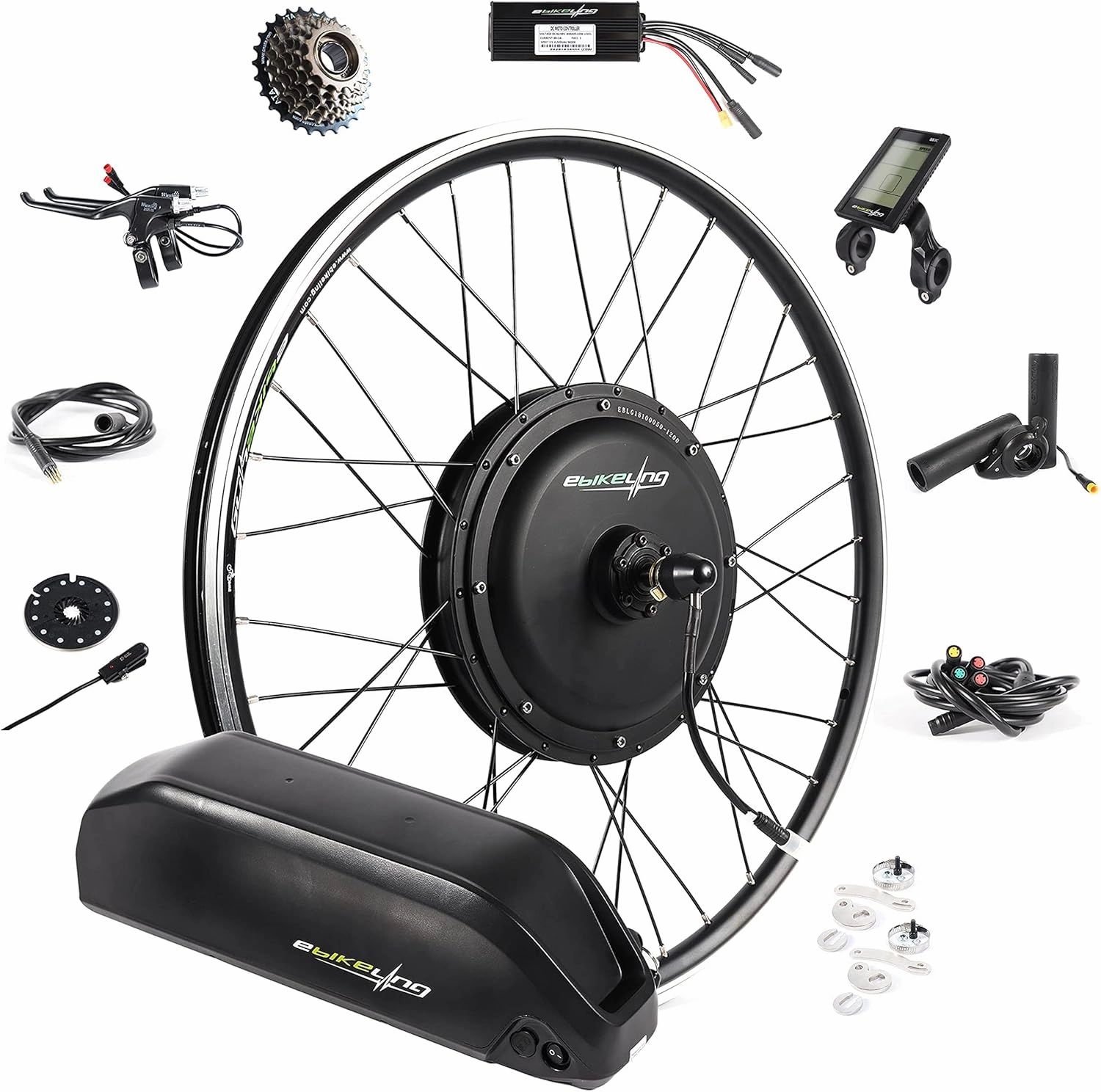 EBIKELING Waterproof Ebike Conversion Kit with Battery 26" Direct Drive Front or Rear Wheel Electric Bike Conversion Kit Ebike Battery & Charger Included 1500W 1200W Electric Bike for Adults