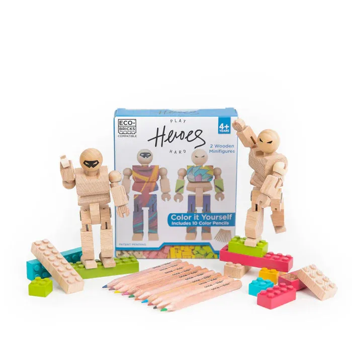 Eco-Bricks | Playhard Heroes Minifigure DIY | 2 Pack