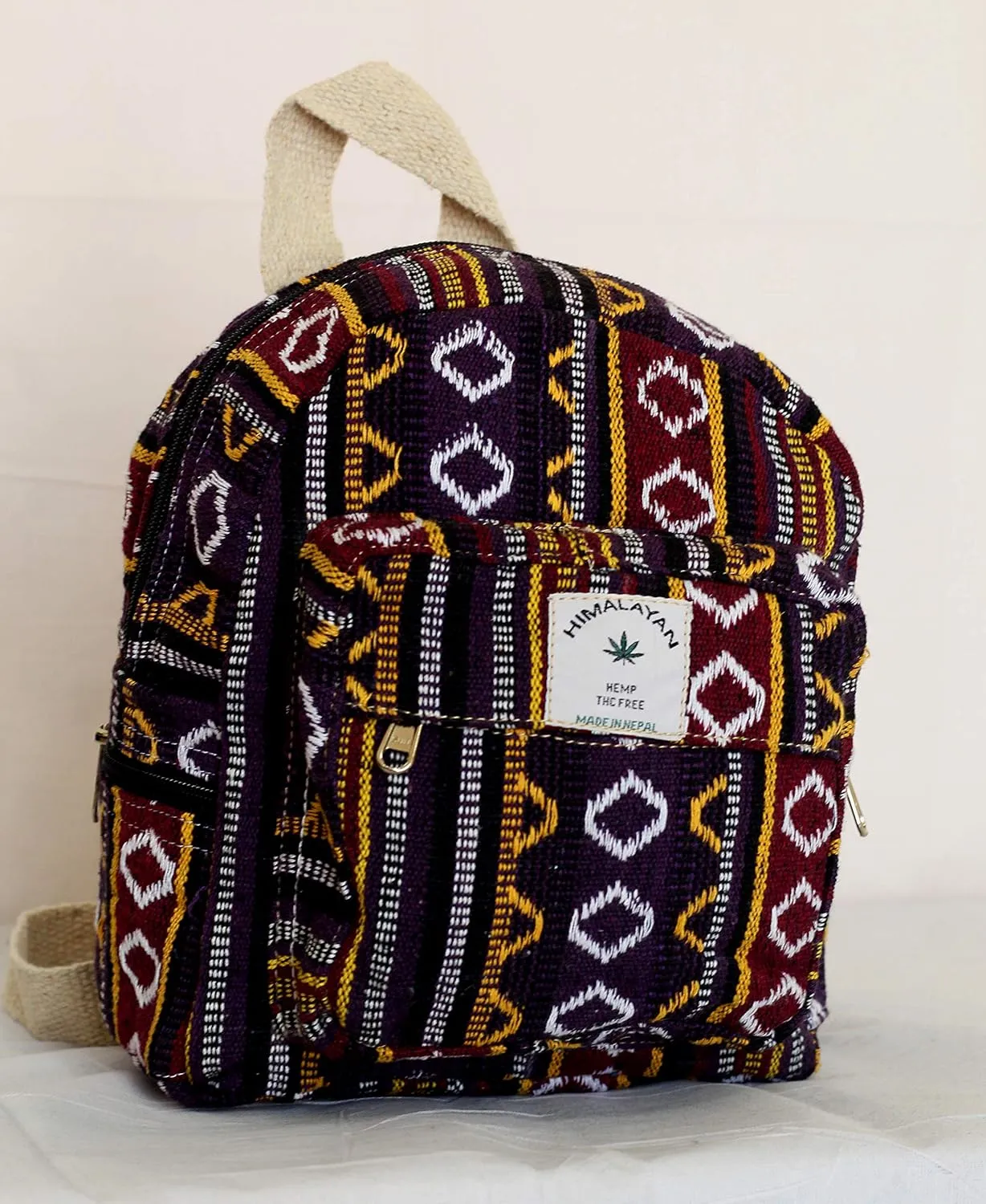 Eco Friendly Set Of Mini Backpack   Pen case   Coin Purse Hemp University Light Weight Backpack For Girl (Purple)