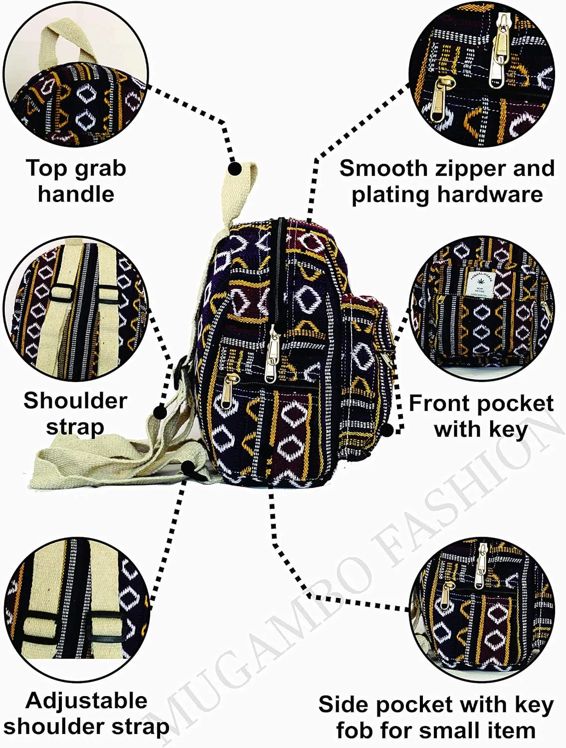 Eco Friendly Set Of Mini Backpack   Pen case   Coin Purse Hemp University Light Weight Backpack For Girl (Purple)