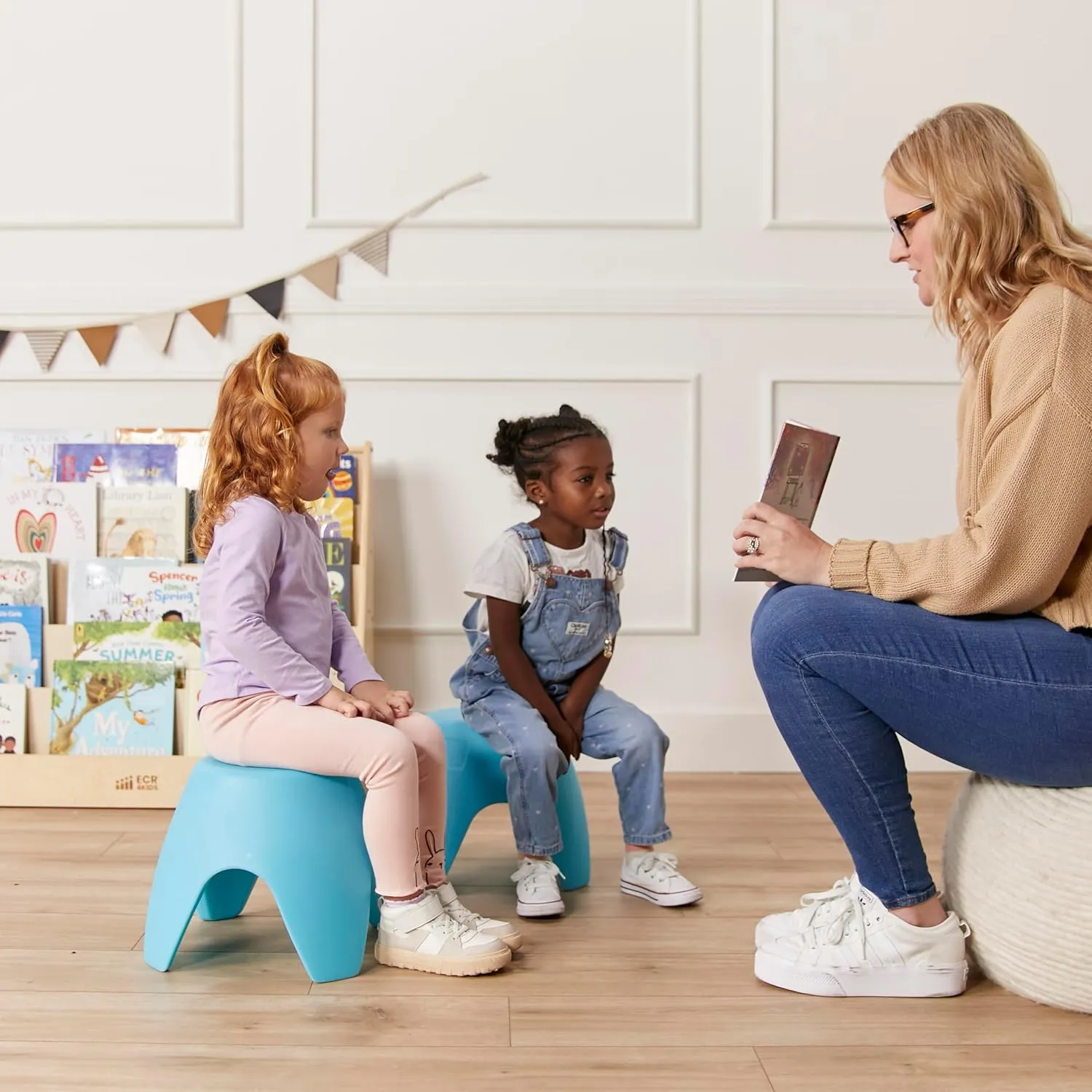 ECR4Kids Ayana Stool Set, Flexible Seating, Cyan, 4-Pack