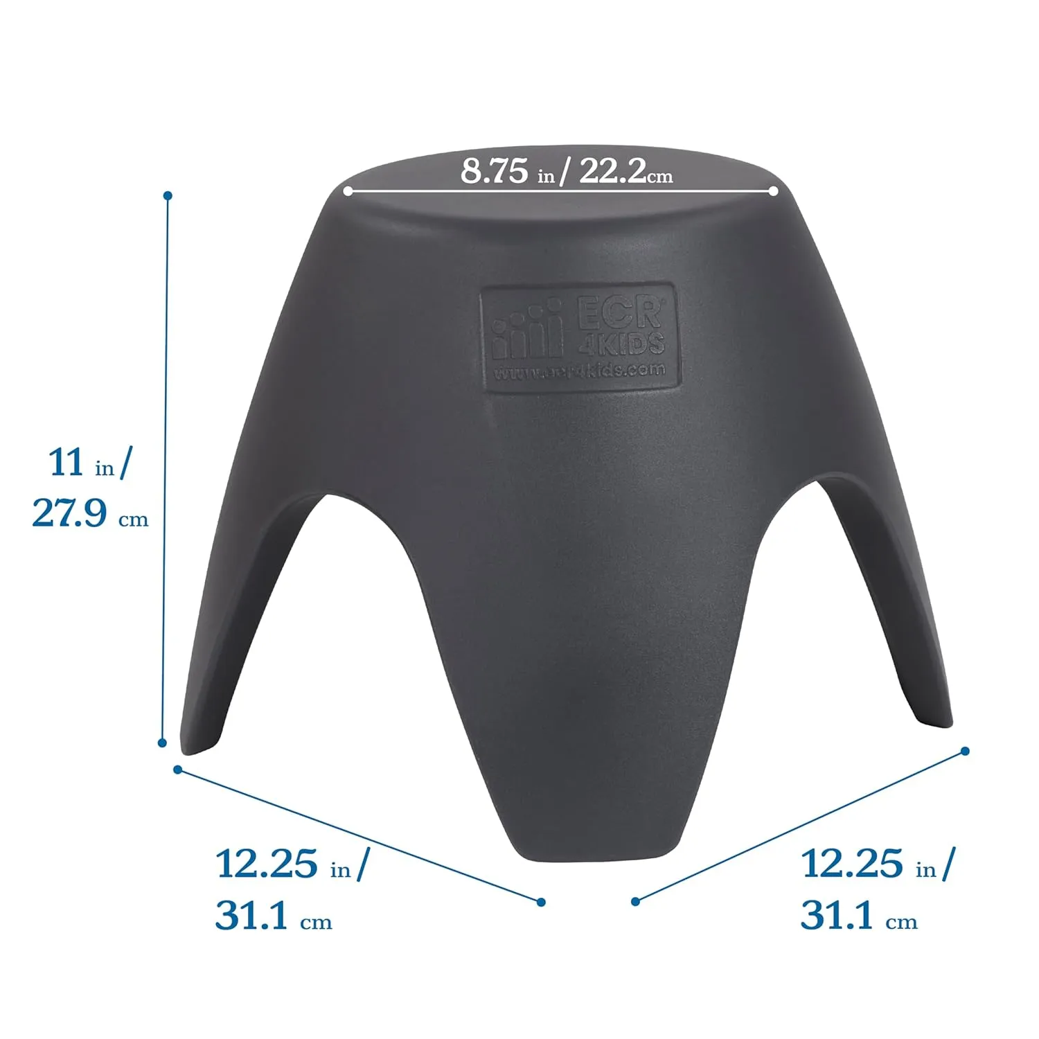 ECR4Kids Ayana Stool Set, Flexible Seating, Dark Grey, 4-Pack