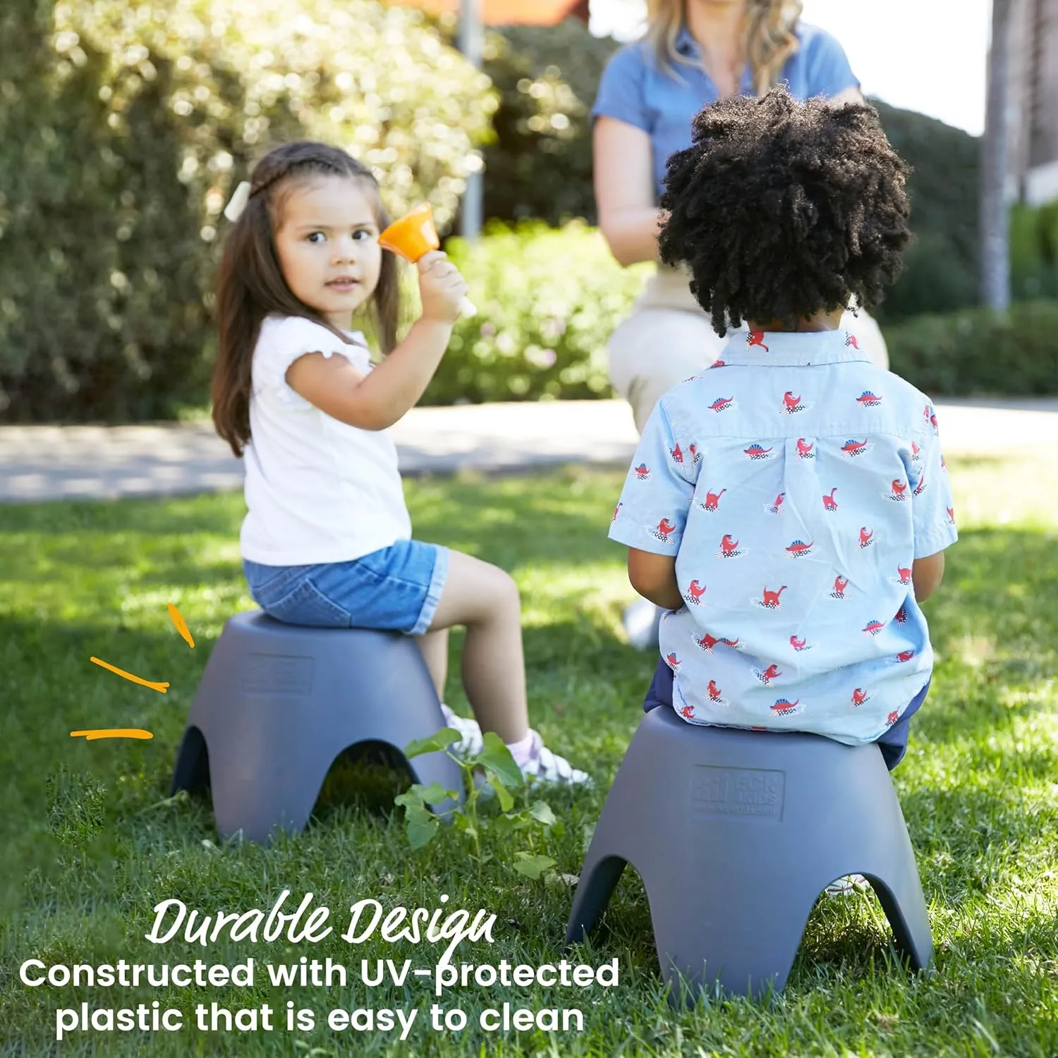 ECR4Kids Ayana Stool Set, Flexible Seating, Dark Grey, 4-Pack