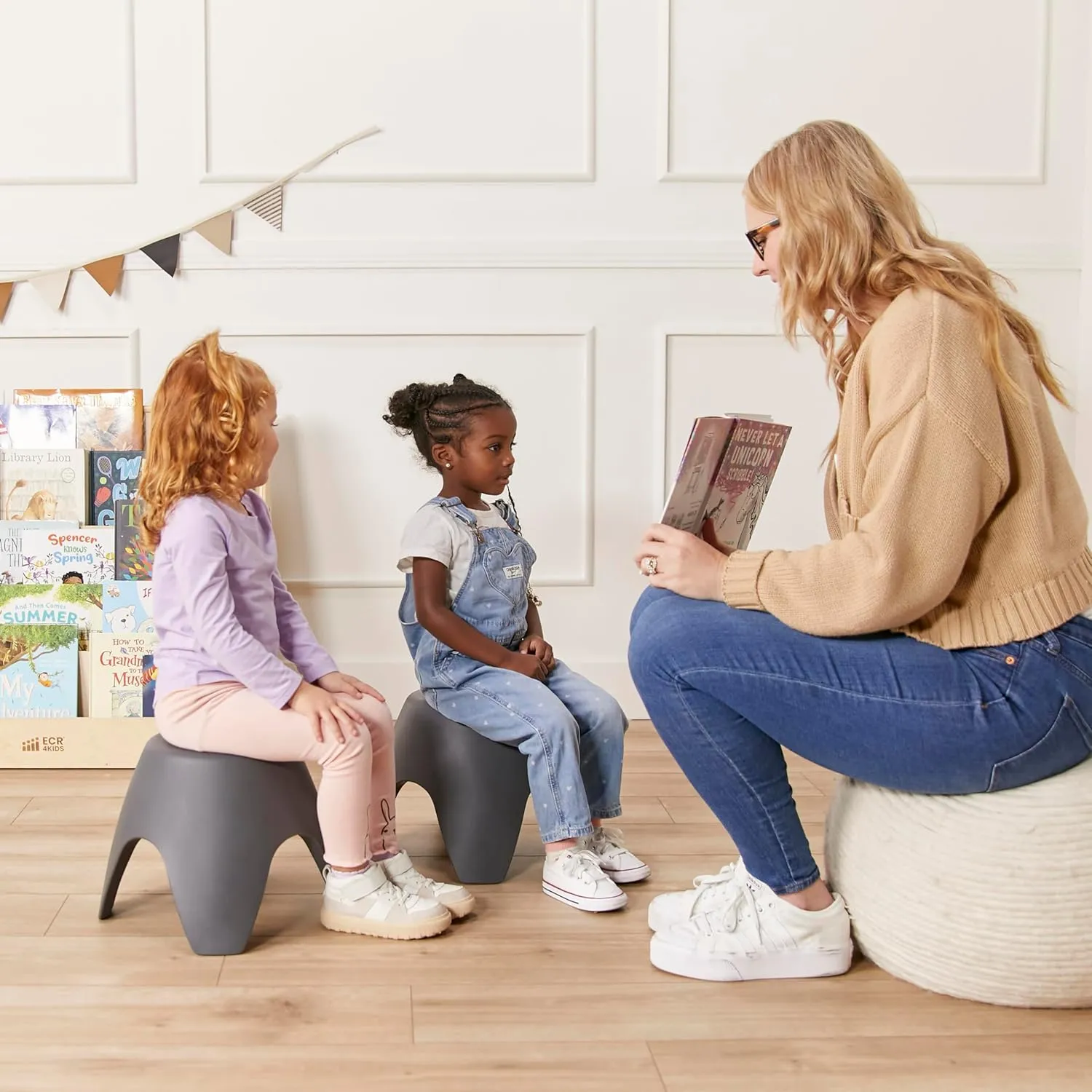 ECR4Kids Ayana Stool Set, Flexible Seating, Dark Grey, 4-Pack