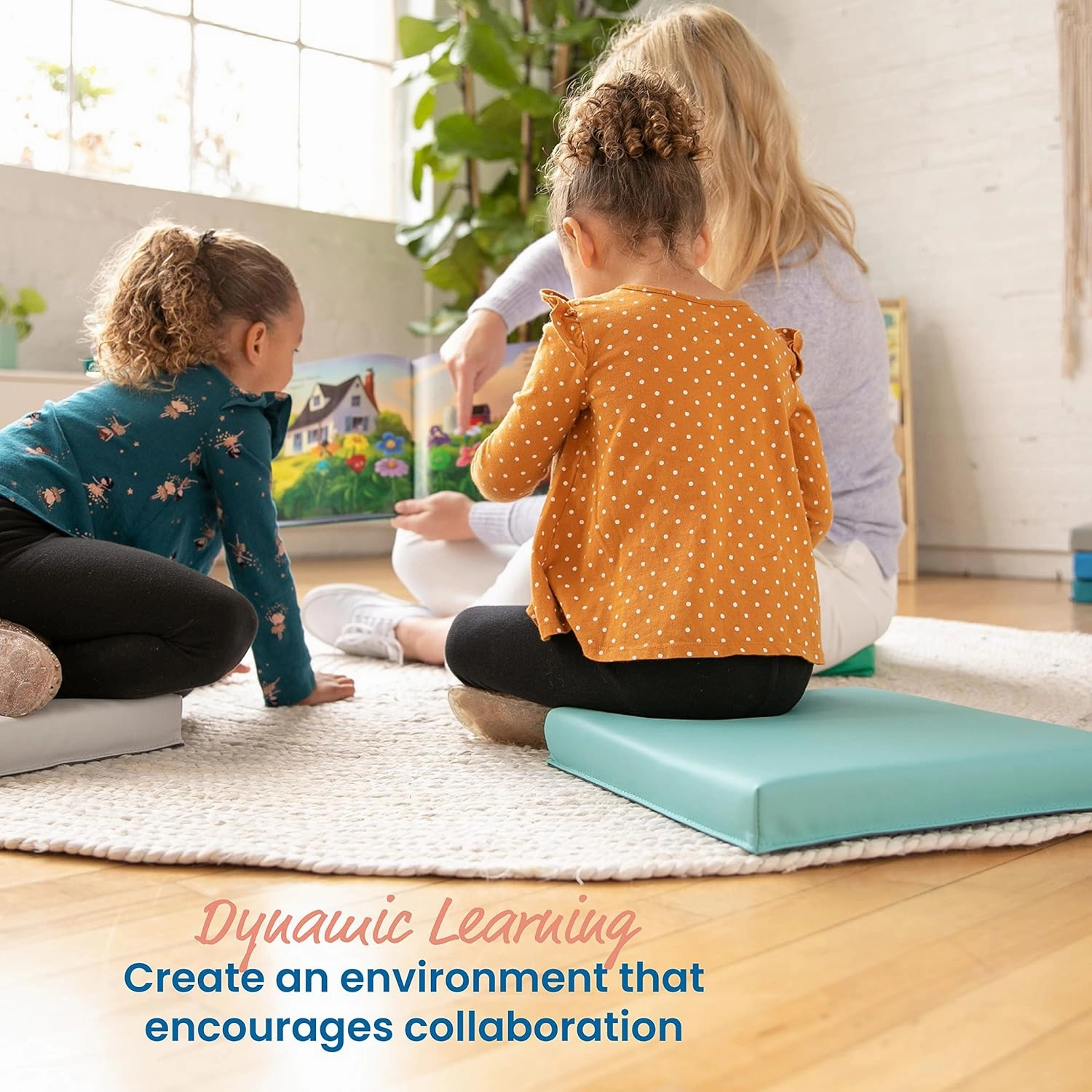 ECR4Kids SoftZone Floor Cushions, Square, Flexible Seating, Contemporary, 6-Piece