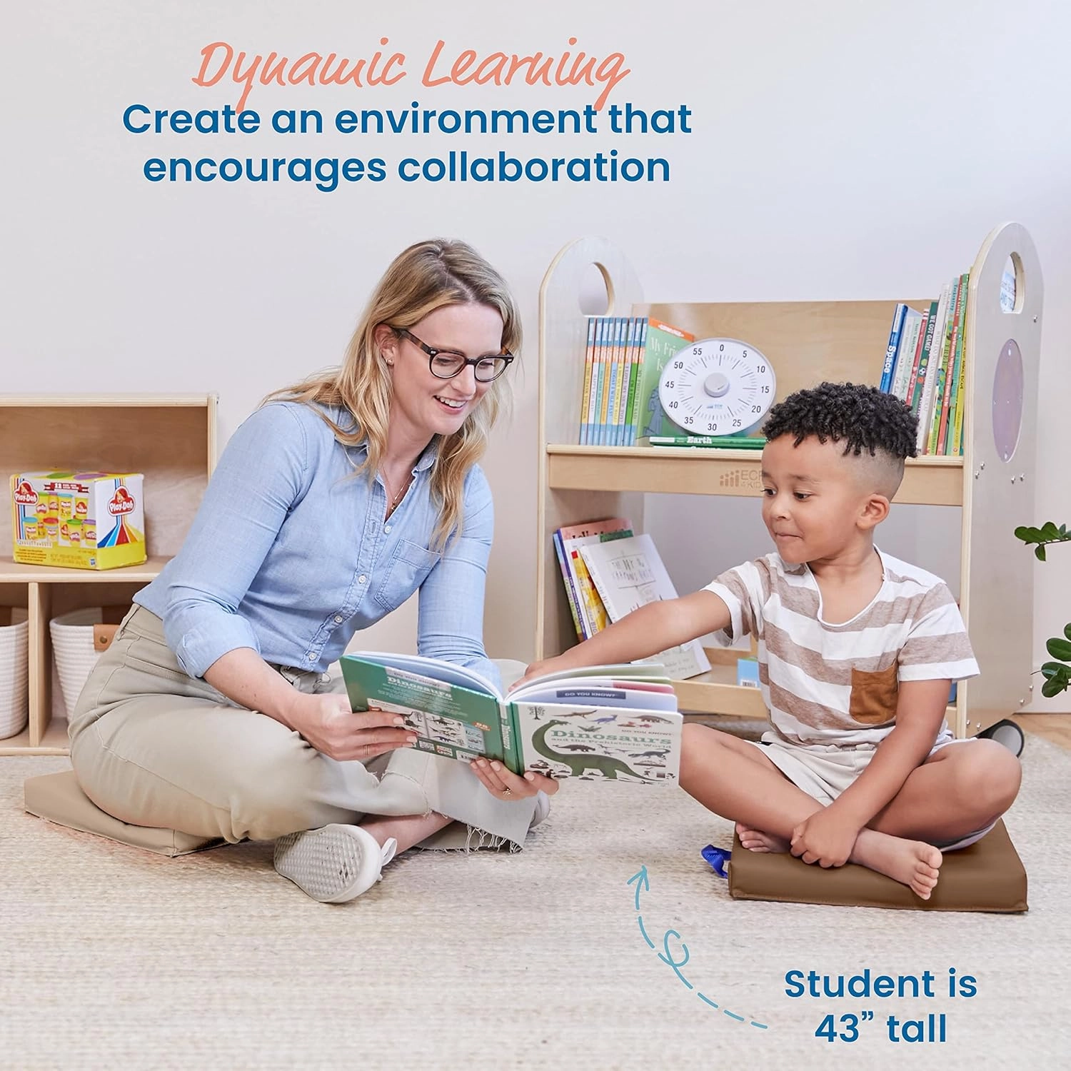 ECR4Kids SoftZone Floor Cushions, Square, Flexible Seating, Earthtone, 6-Piece