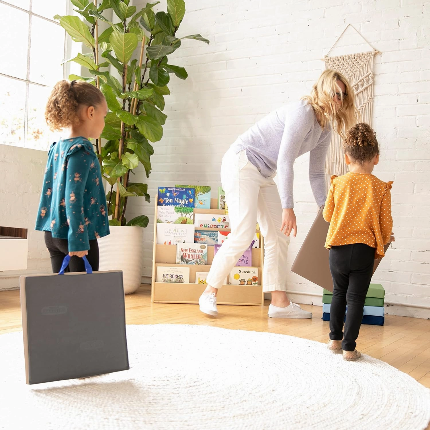 ECR4Kids SoftZone Floor Cushions, Square, Flexible Seating, Earthtone, 6-Piece