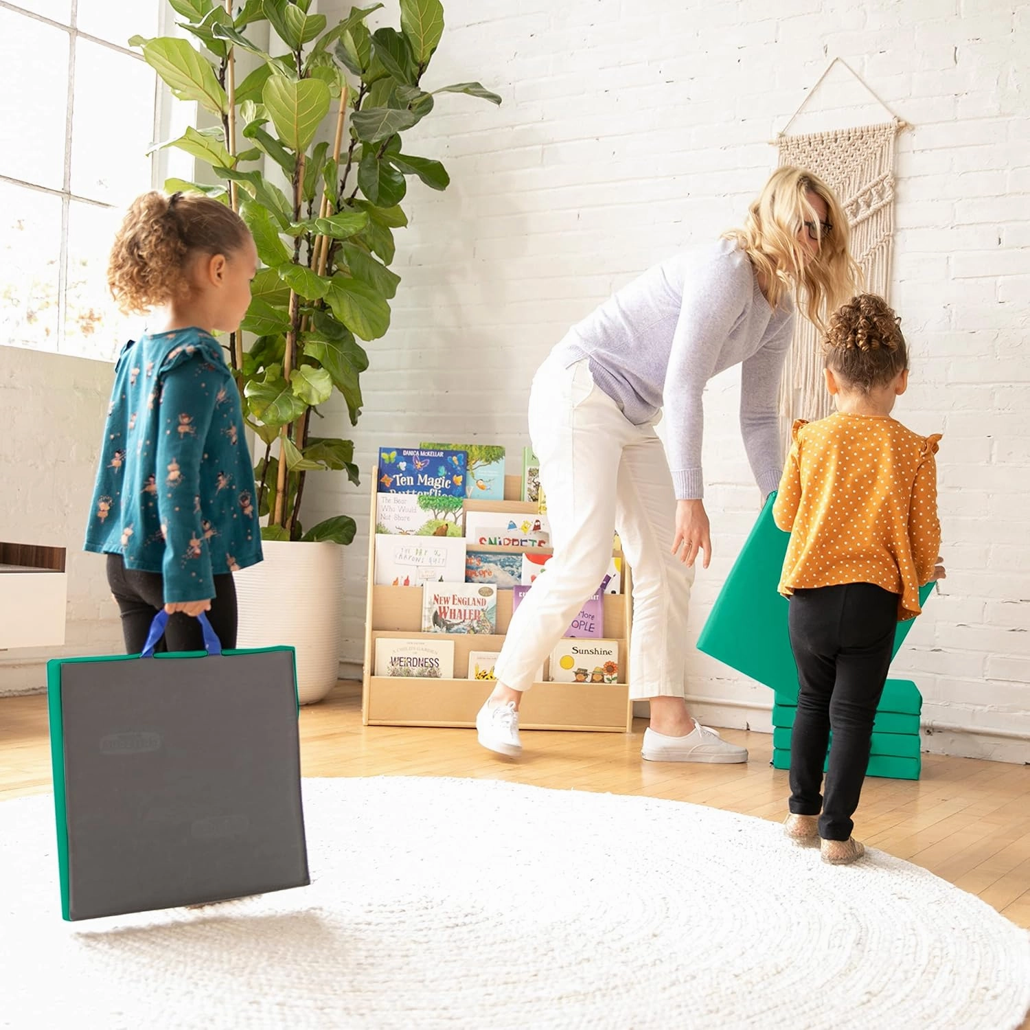 ECR4Kids SoftZone Floor Cushions, Square, Flexible Seating, Emerald, 6-Piece