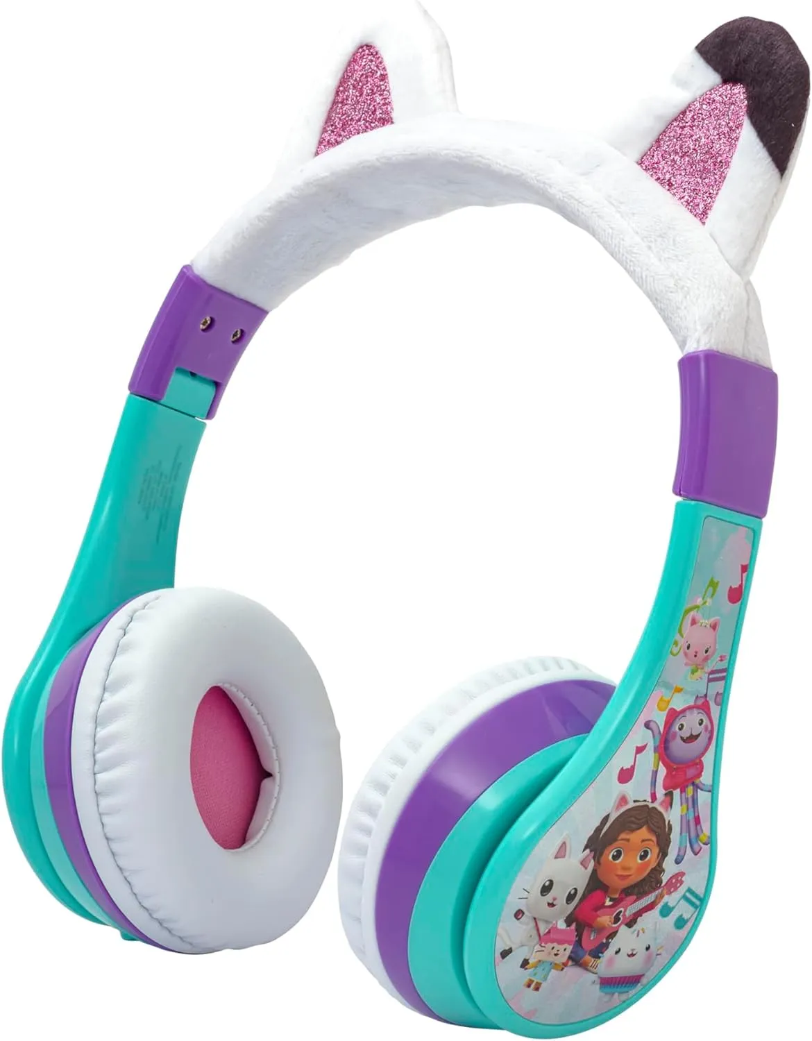 eKids Gabbys Dollhouse Wireless Headphones for Kids, Bluetooth Headphones with Microphone Includes Aux Cord, Kids Earphones for School, Home, or Travel