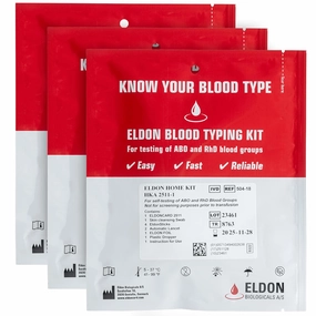 Eldoncard Blood Typing Kit, 3 Test Pack, Know Your Blood Type, Accurate Instant Home Testing, Determine A, O, B, RHS-D Negative & Positive Groups