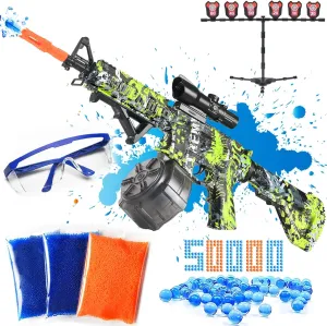 Electric Gel Ball Blaster-Toys-Eco-Friendly Splatter Ball Blaster,Full Auto Outdoor Games Toy Set with 50000 , Activities Team Game (Green)