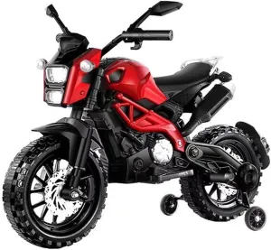 Electric Motorcycle for Kids with Training Wheels - 12V Kids Ride On Dirt Bike with Hand Racing Foot Brake and Soft PU Seat for Ages 3-6, Fun & Safe Ride-on Gift