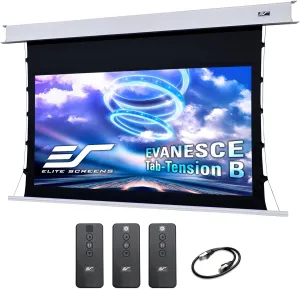 Elite Screens Evanesce Tab-Tension B, 110-inch 16:9, 4K / 8K HD, Recessed in-Ceiling Electric Tab Tensioned Projector Screen, Matte White Projection Screen Surface Programmed Remote Kit, ETB110HW3-E8