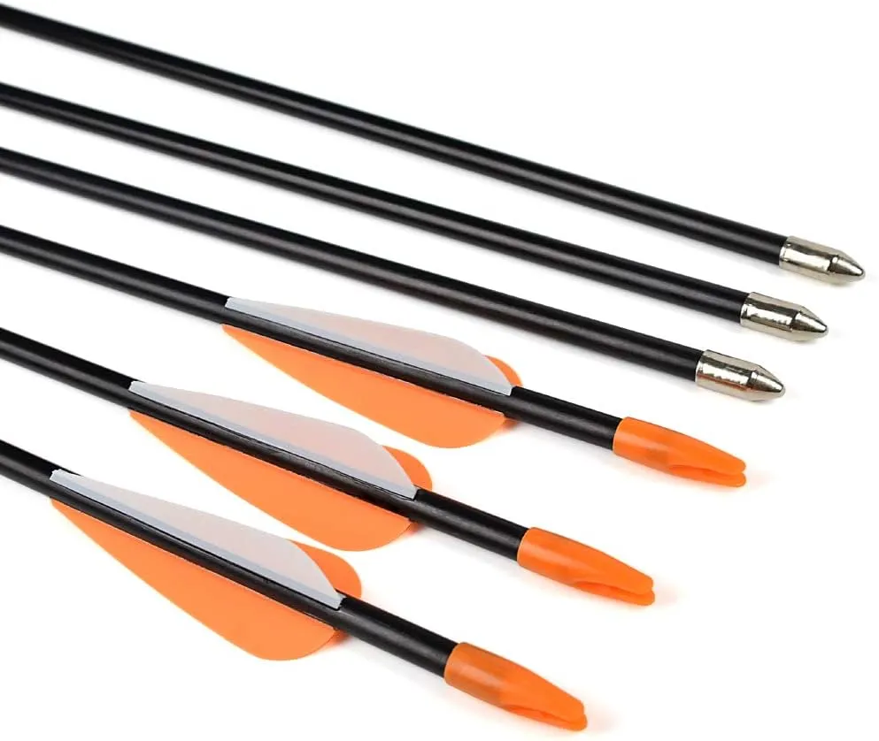 Elong Fiberglass Arrows Archery 24 26 28 30Inch Target Shooting Practice Safetyglass Recurve Bows Suitable for Youth Children Woman Beginner