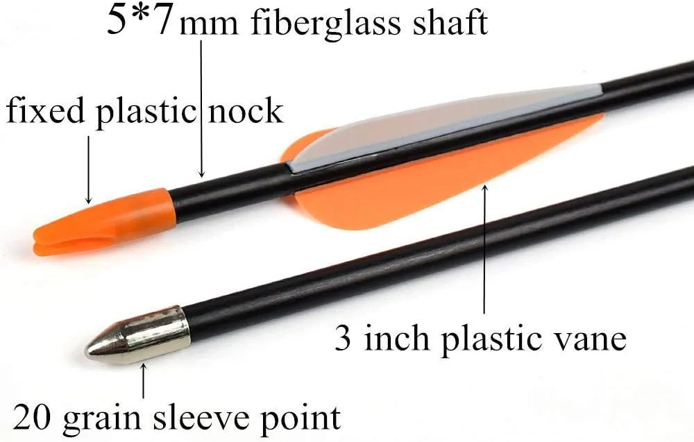 Elong Fiberglass Arrows Archery 24 26 28 30Inch Target Shooting Practice Safetyglass Recurve Bows Suitable for Youth Children Woman Beginner