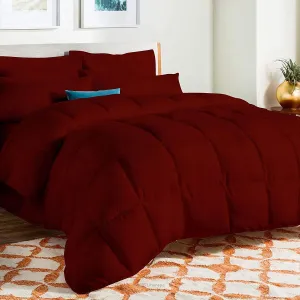 Emperor Comforter Set - 1000 Thread Count 8 Piece Bed in a Bag (20 inch Deep Pocket Sheet Set, Bed Skirt and 500GSM Comforter) 100% Egyptian Cotton Bedding Set - Burgundy