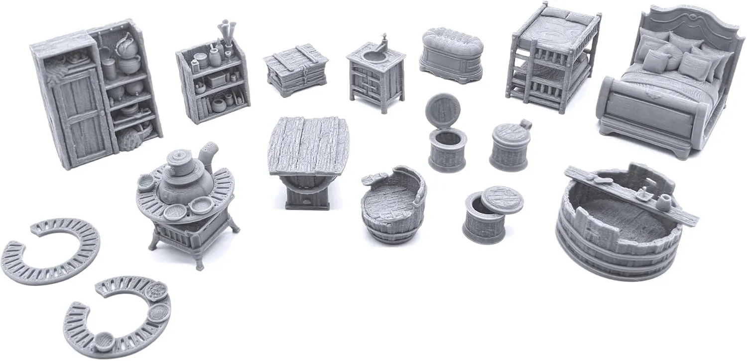 EnderToys City Furnishings by Printable Scenery, 3D Printed Tabletop RPG Scenery and Wargame Terrain 28mm Miniatures