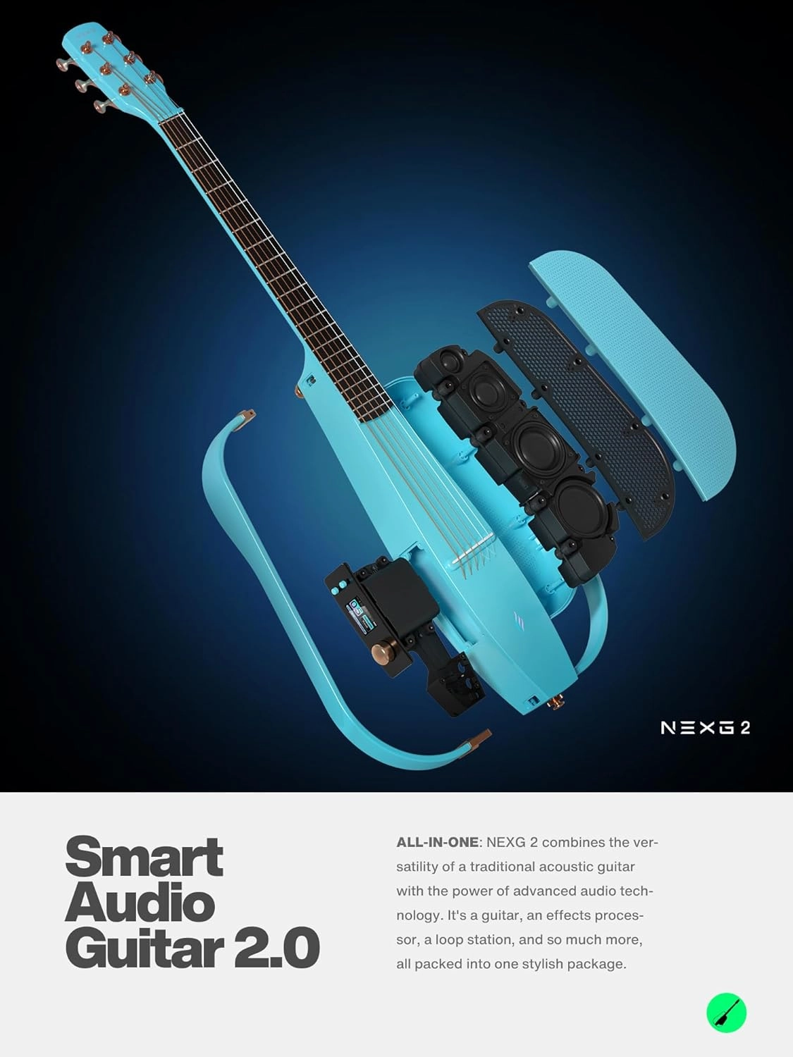 Enya NEXG 2 Basic Acoustic-Electric Guitar Carbon Fiber Travel Guitar Smart Acustica Electric Guitarra for Adults with 50W Wireless Speaker, Footswitch, and Gigbag