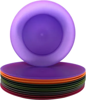 Everyday Plastic Plates Reusable - Unbreakable Colorful Dinner Plate 10 inch - BPA Free Dishwasher Safe & Microwave Plates set of 12 for Kitchen Camping Patio Outdoor
