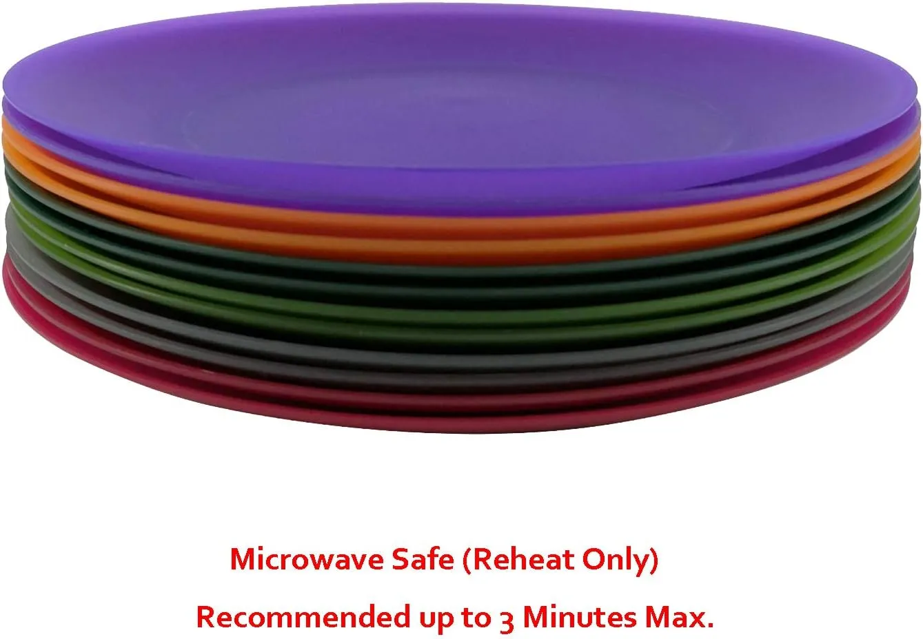 Everyday Plastic Plates Reusable - Unbreakable Colorful Dinner Plate 10 inch - BPA Free Dishwasher Safe & Microwave Plates set of 12 for Kitchen Camping Patio Outdoor