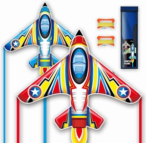 Extremely Easy to Fly Two Piece Plane Kite Set for Kids,Single Line String with Tail for Beach Kites,Durable Outdoor Fun Vibrant Colors Wite Ideal for Beach and Park (Plane Red Plane Blue, 2)