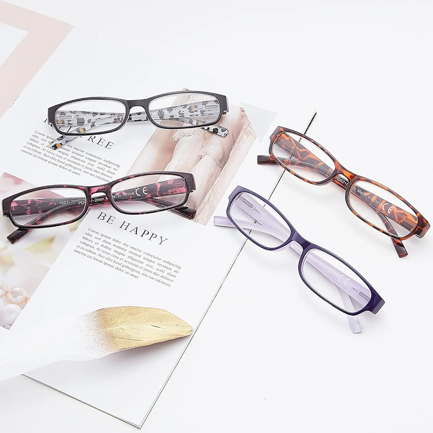 EYEGUARD Readers 4 Pack of Thin and Elegant Womens Reading Glasses with Beautiful Patterns for Ladies 2.50