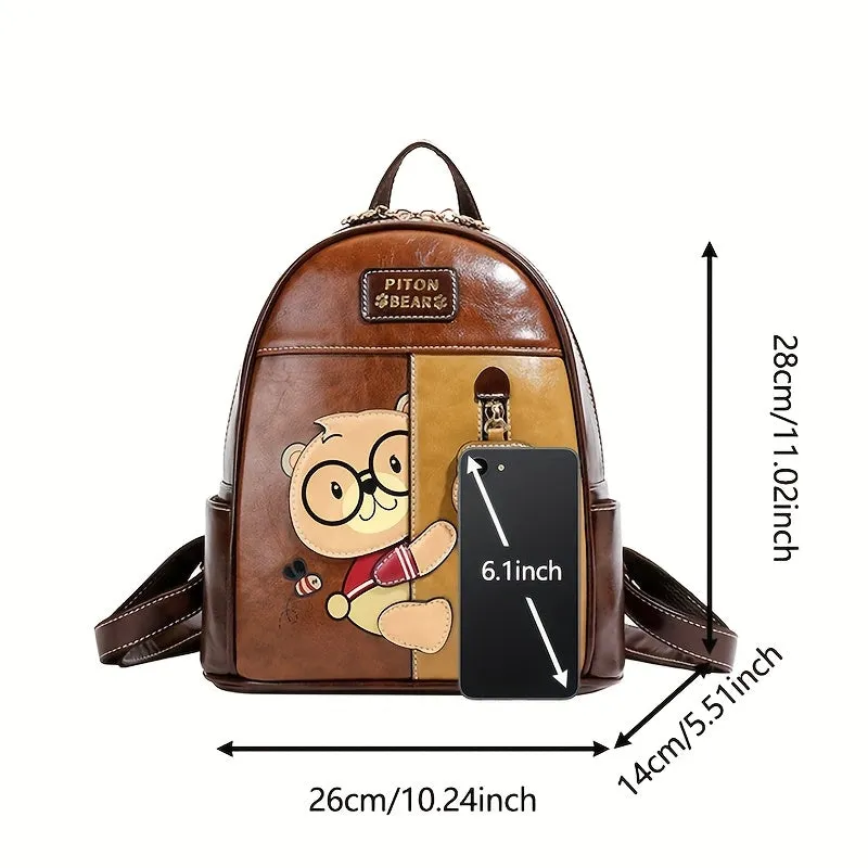 Fashionable Leather Bear Bag  with Adjustable Straps