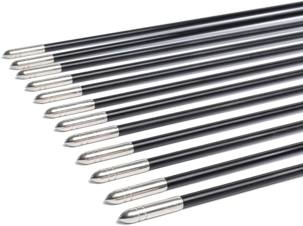 Fiberglass Arrows Archery 24 26 28 30 Inch Target Shooting Practice Safetyglass with Blue and White Vane for Recurve Bows Suitable for Youth Children Woman Beginner 6/12 PCS