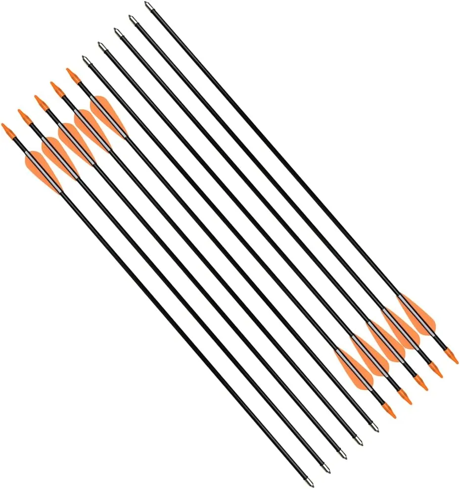 Fiberglass Practice Arrows Archery 24 26 28 30Inch Target Shooting Safetyglass Recurve Bows Suitable for Youth Children Woman Beginner