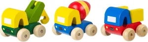 First Trucks | Hand Painted Colorful Wooden Toy for Toddlers Age 12m , Sustainably Made, Set of 3