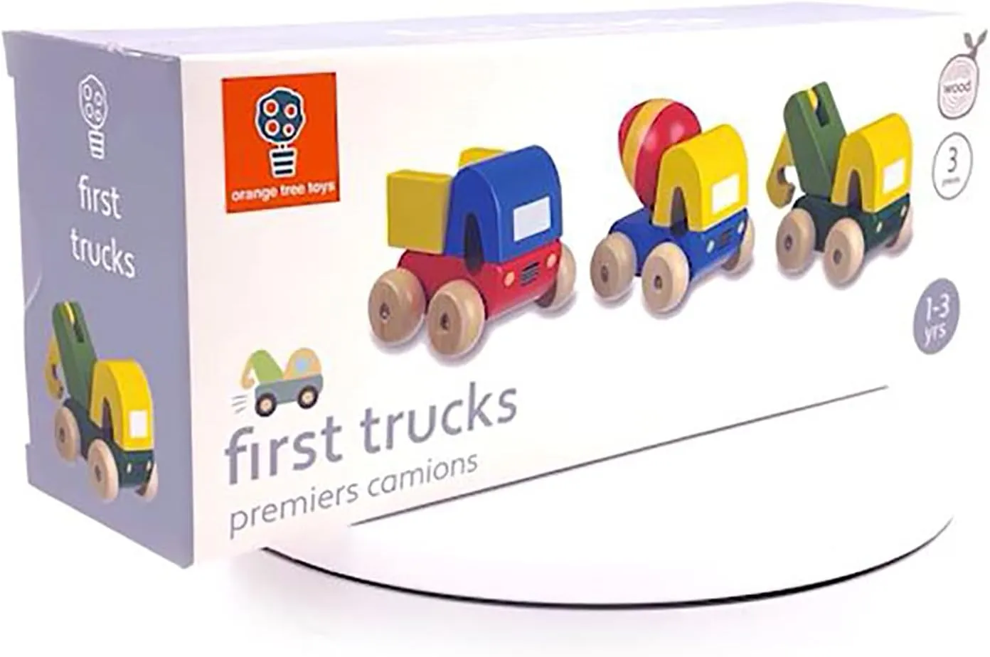 First Trucks | Hand Painted Colorful Wooden Toy for Toddlers Age 12m , Sustainably Made, Set of 3