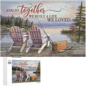 Fishing 1000 Piece Jigsaw Puzzles for Adults and Kids - Farmhouse Lake Cabin Pictures Fun Puzzles Educational Games Gift for Birthday Christmas Valentine's Day
