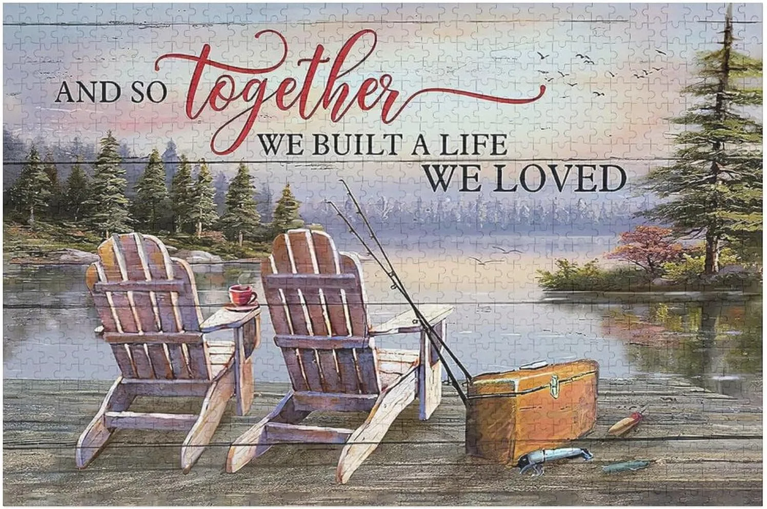 Fishing 1000 Piece Jigsaw Puzzles for Adults and Kids - Farmhouse Lake Cabin Pictures Fun Puzzles Educational Games Gift for Birthday Christmas Valentine's Day