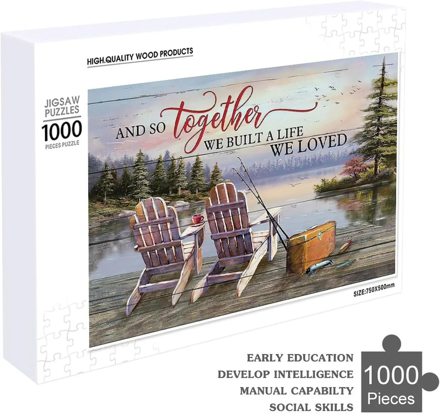 Fishing 1000 Piece Jigsaw Puzzles for Adults and Kids - Farmhouse Lake Cabin Pictures Fun Puzzles Educational Games Gift for Birthday Christmas Valentine's Day
