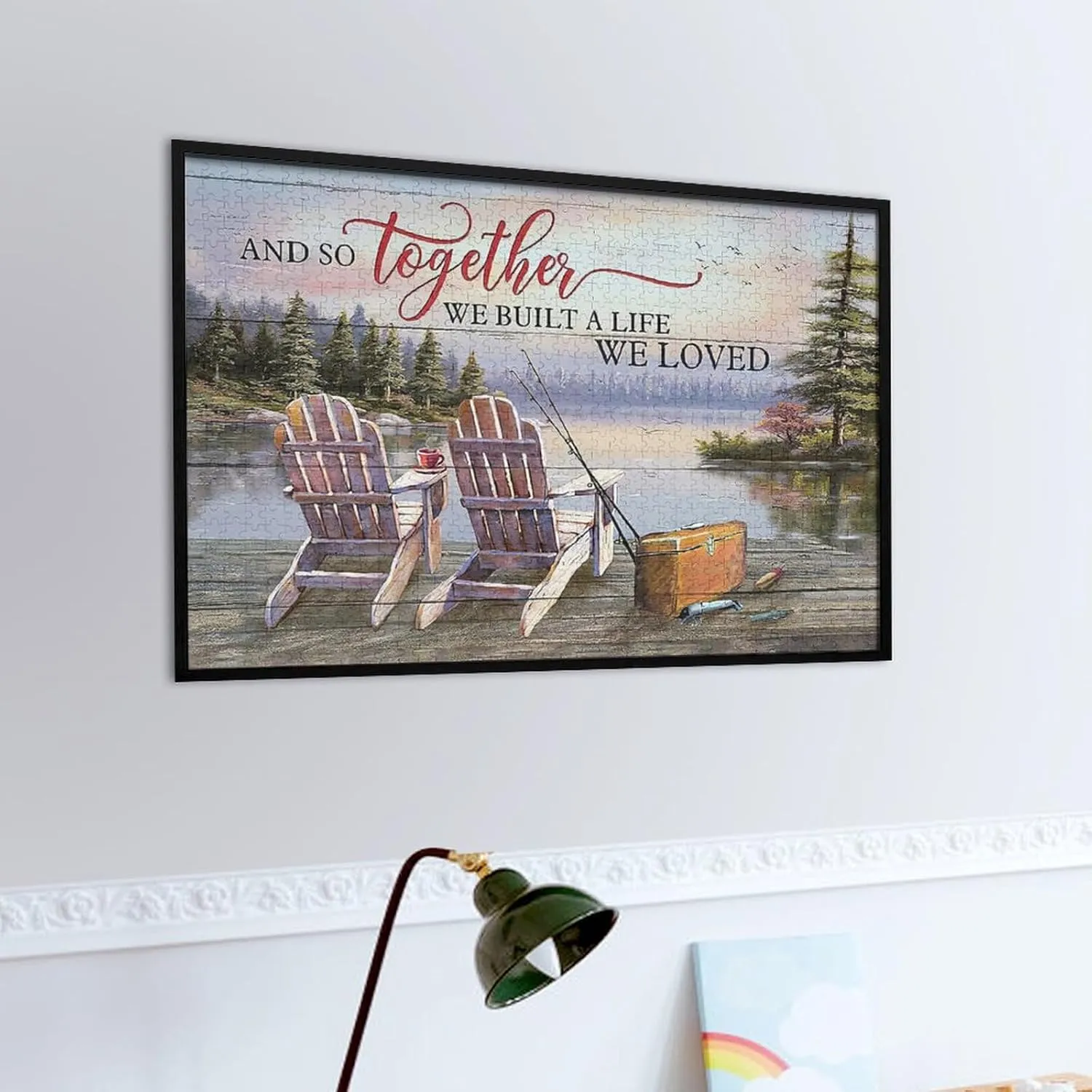 Fishing 1000 Piece Jigsaw Puzzles for Adults and Kids - Farmhouse Lake Cabin Pictures Fun Puzzles Educational Games Gift for Birthday Christmas Valentine's Day