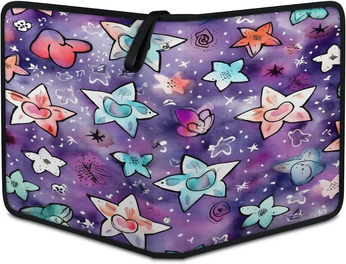 Five Pointed Star 3 Ring Trading Zipper Binder Strap, Trading Card Binder 4 Pocket, 400 Pockets Card Holder with 50 Removable Sleeves for Game Cards